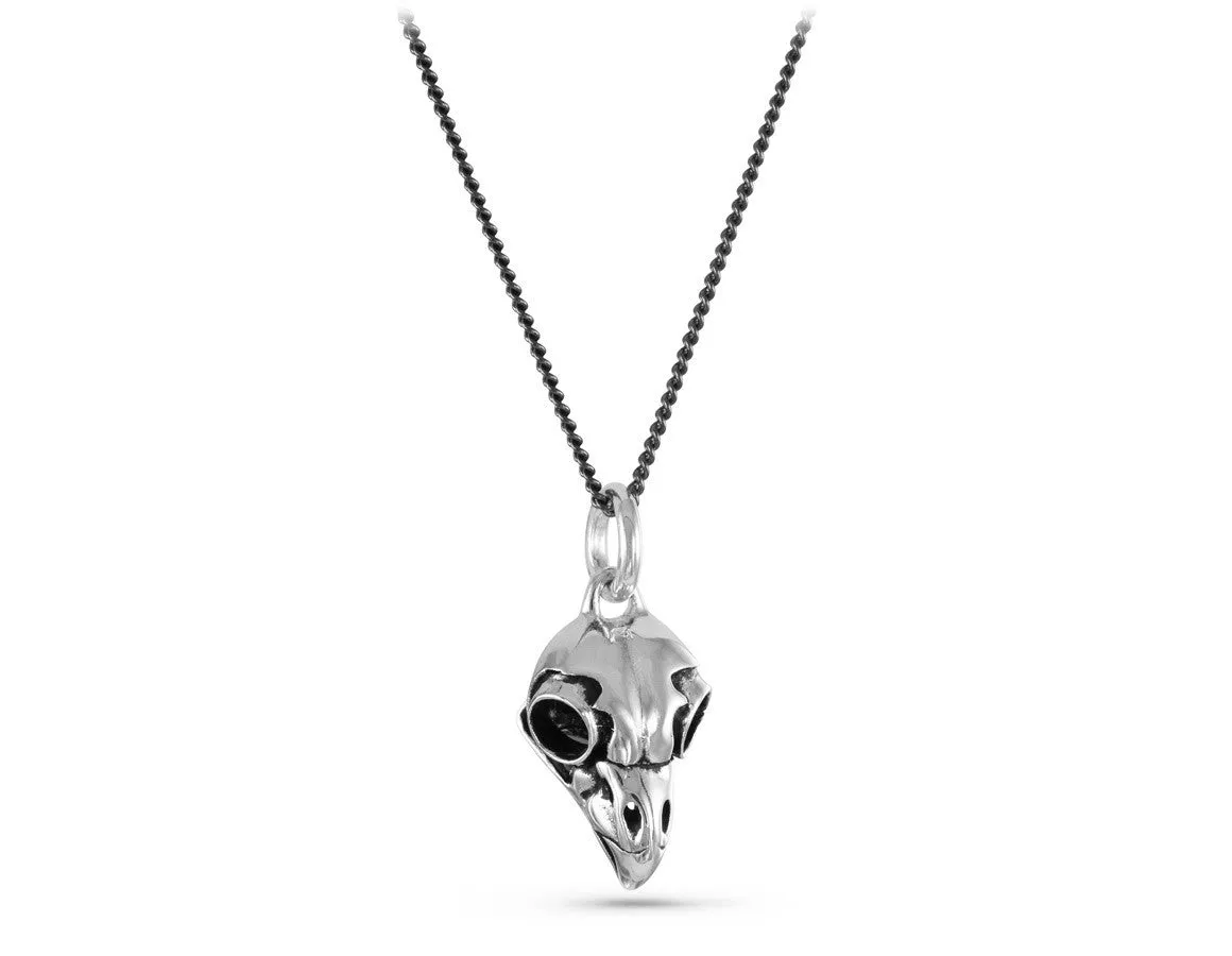 Owl Skull Necklace - Silver