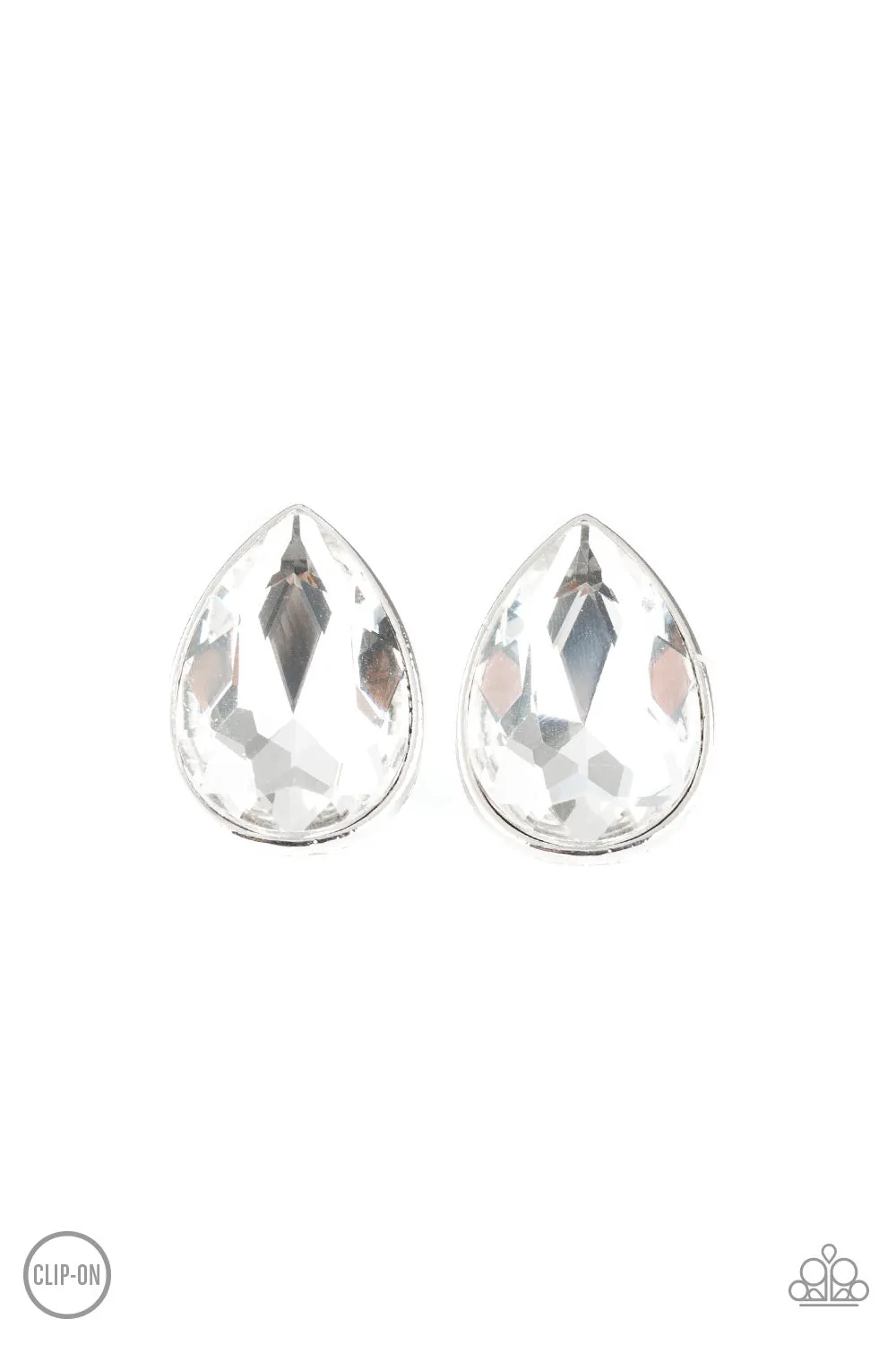 Paparazzi Accessories - Dance On HEIR #E10 Peg - White Clip-on Earrings