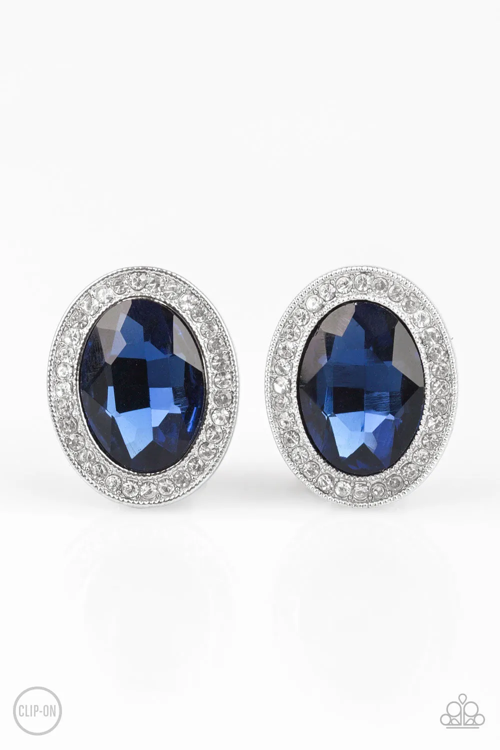 Paparazzi Accessories - Only FAME In Town #L26 - Blue Clip On Earrings