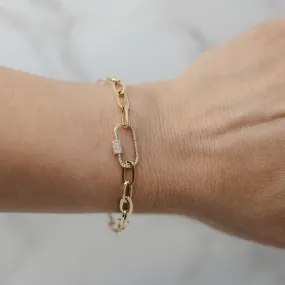 Paper Clip Diamond Clasp Bracelet