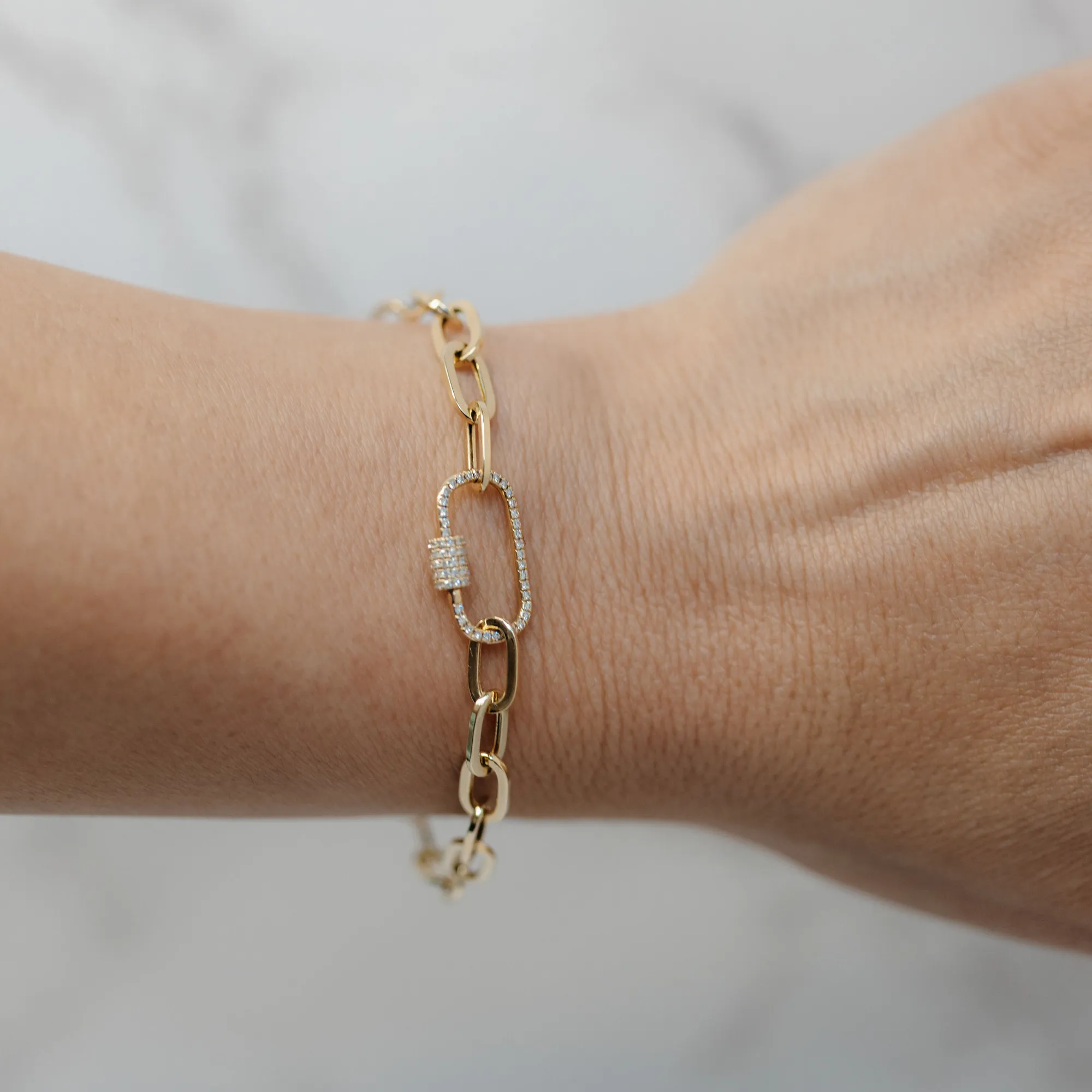 Paper Clip Diamond Clasp Bracelet