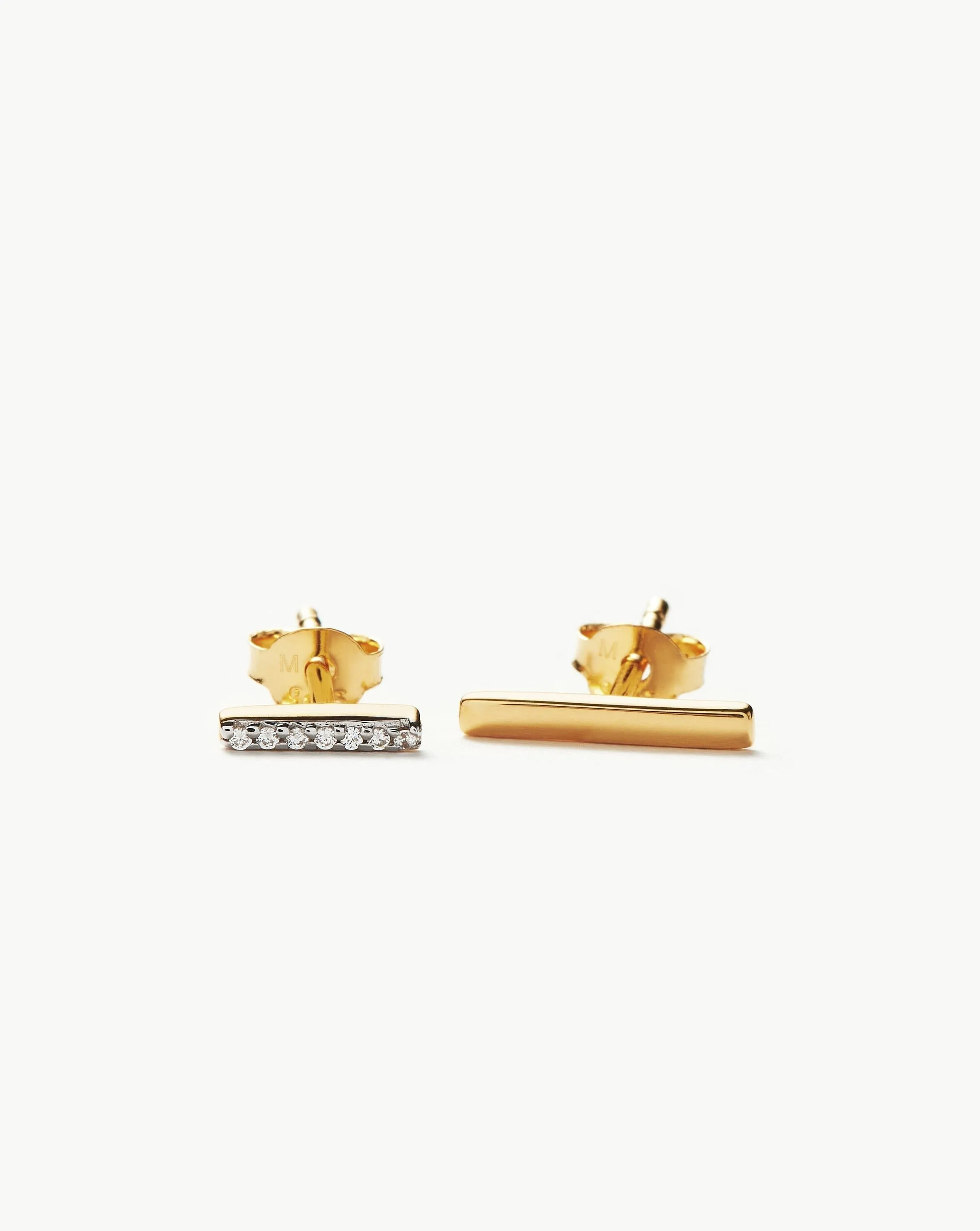 Pave Long and Short Bar Stud Earrings