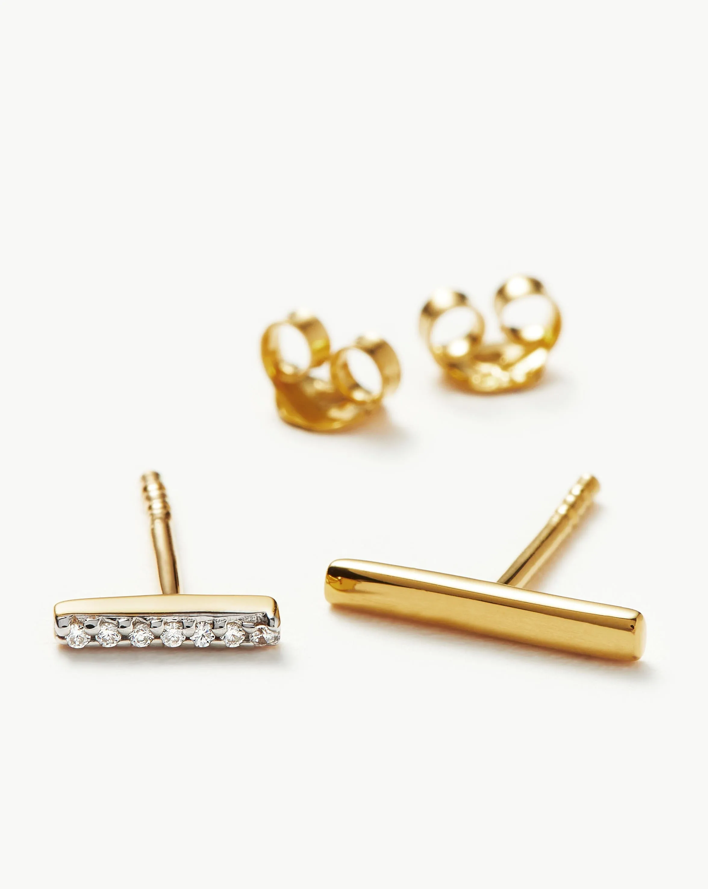 Pave Long and Short Bar Stud Earrings