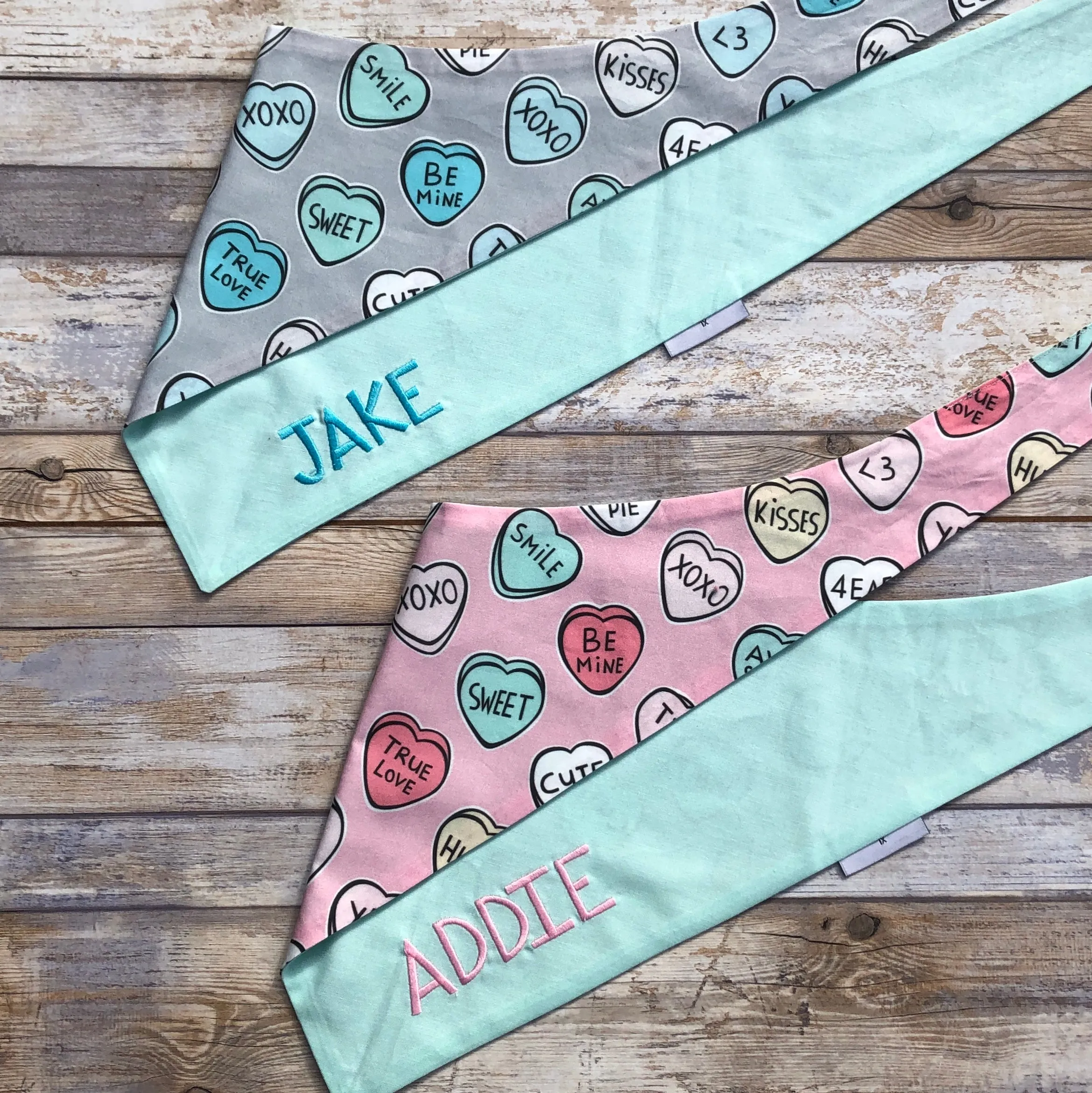 Peace, Love and Valentine's Day Custom Embroidered Bandanas