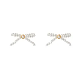 Pearl Bow Stud Earrings