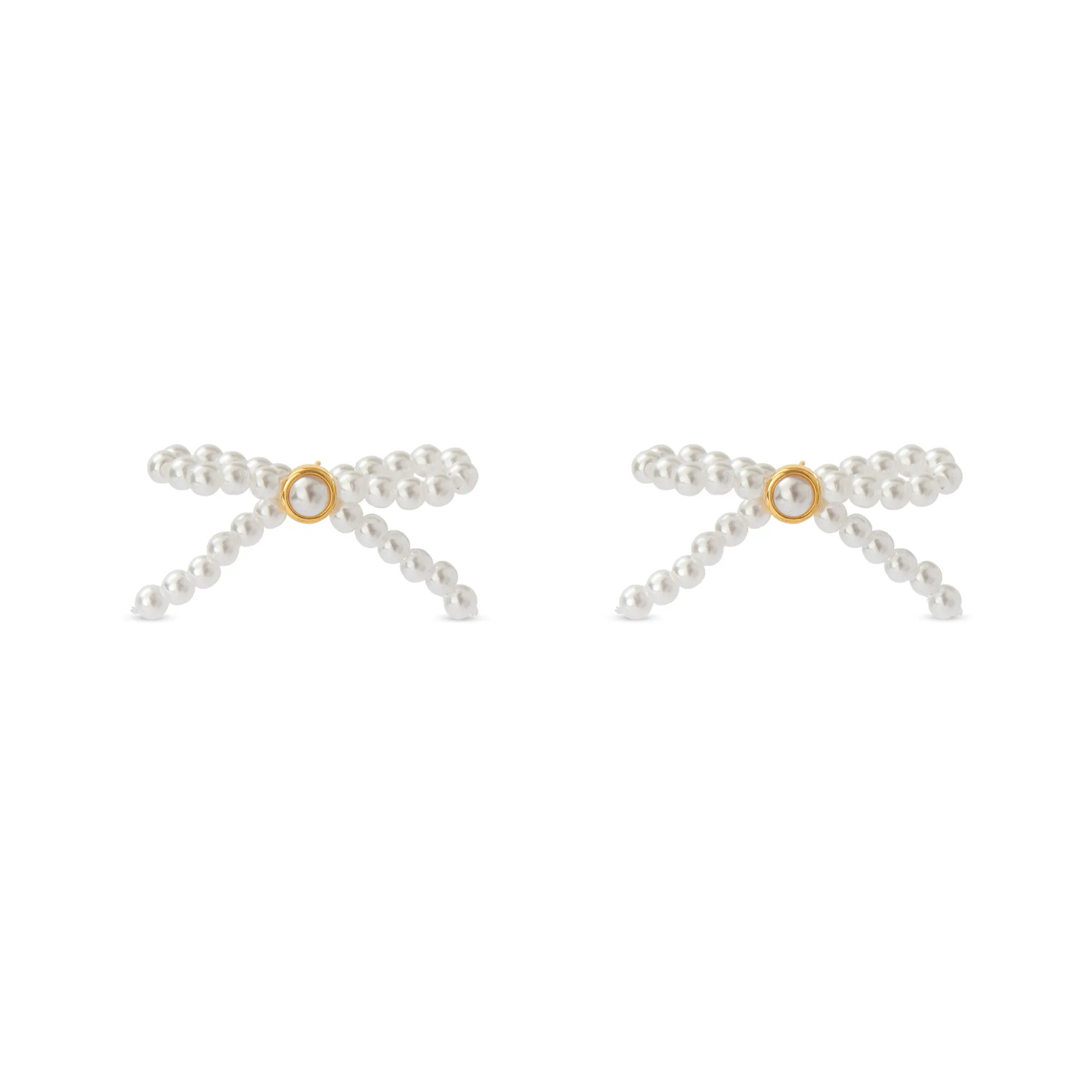 Pearl Bow Stud Earrings