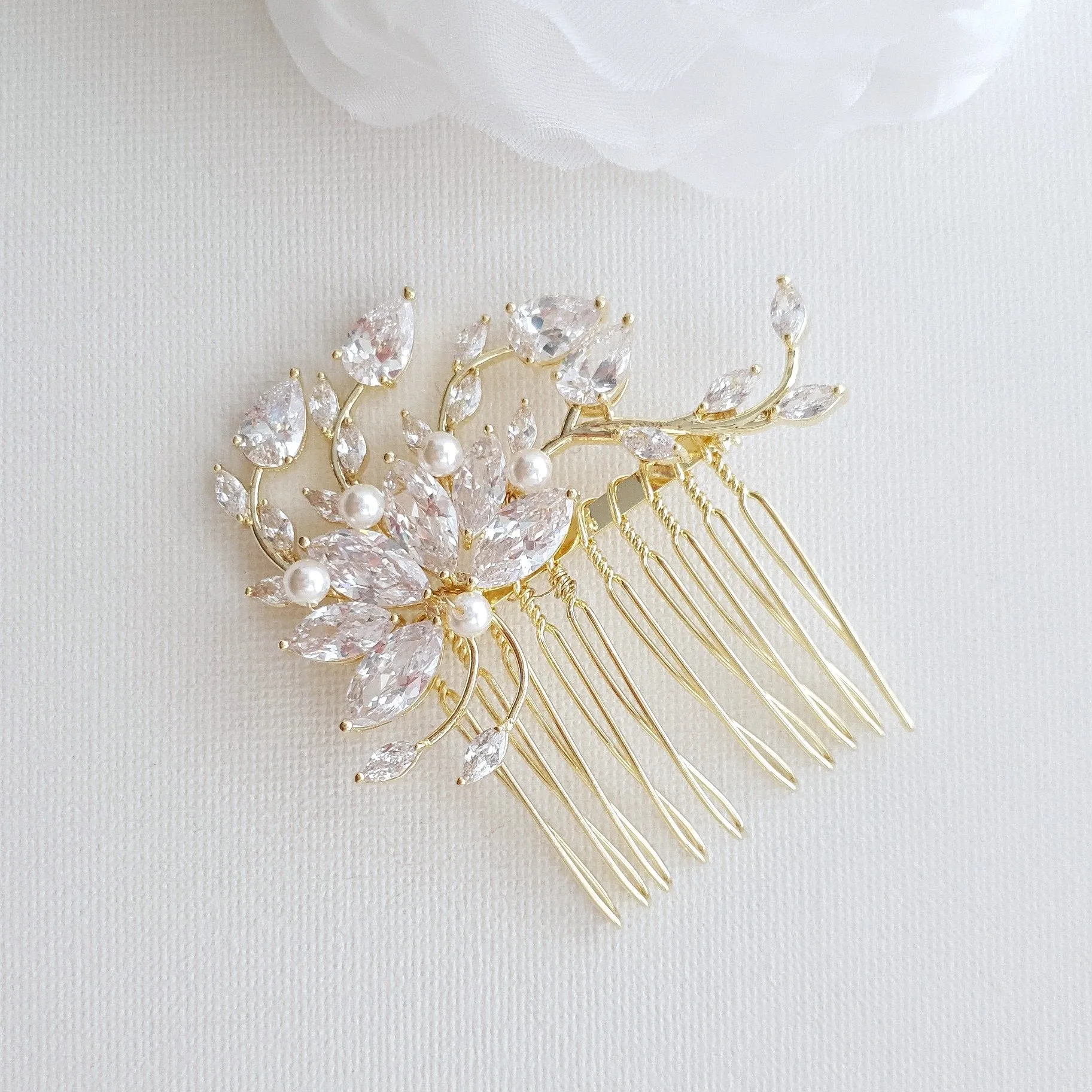 Petite Flower Hair Comb Wedding-Kika