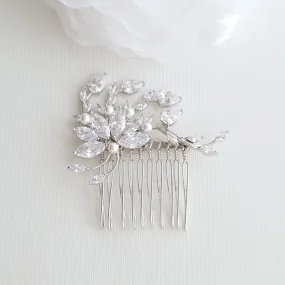 Petite Flower Hair Comb Wedding-Kika