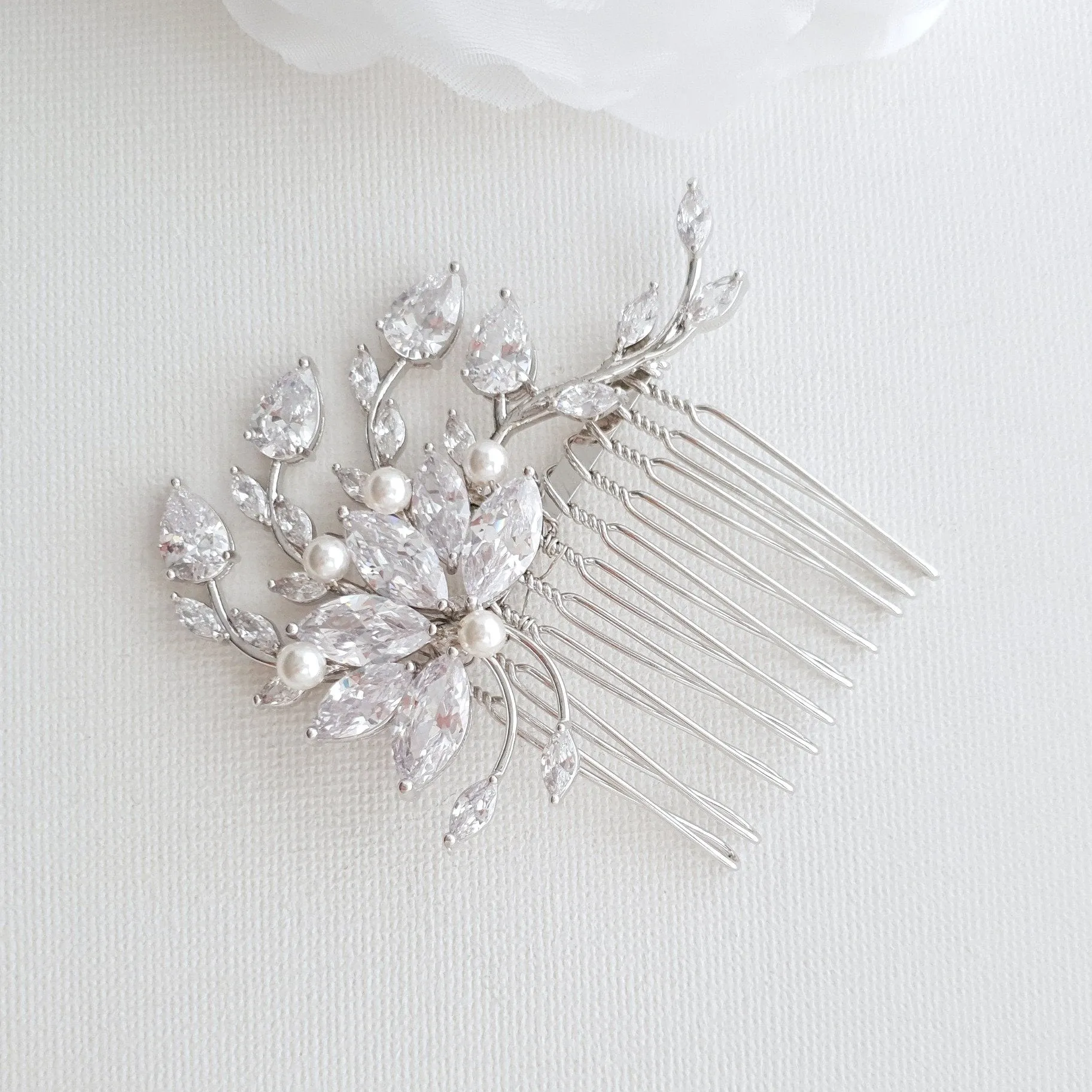 Petite Flower Hair Comb Wedding-Kika