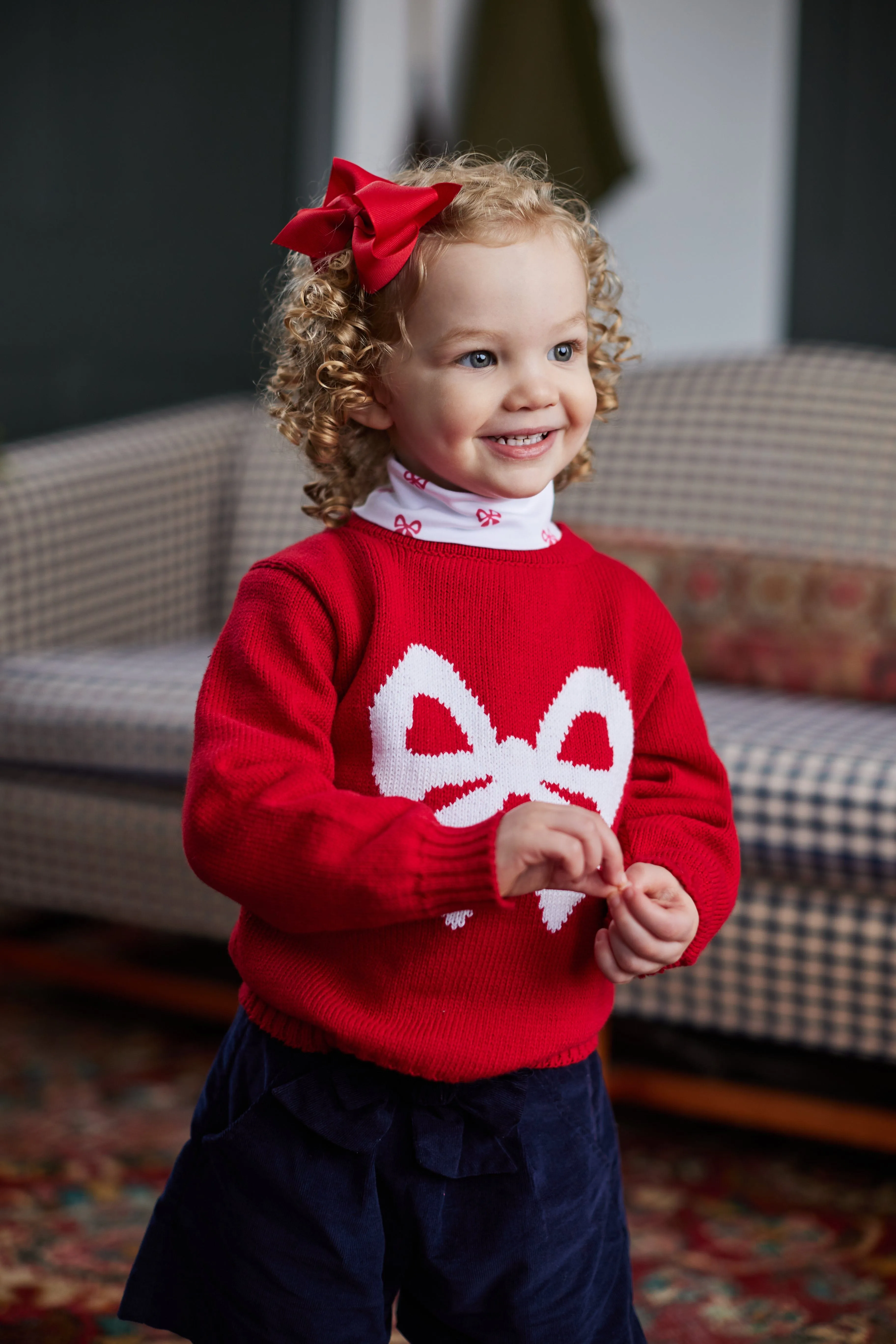 Printed Turtleneck - Red Bow