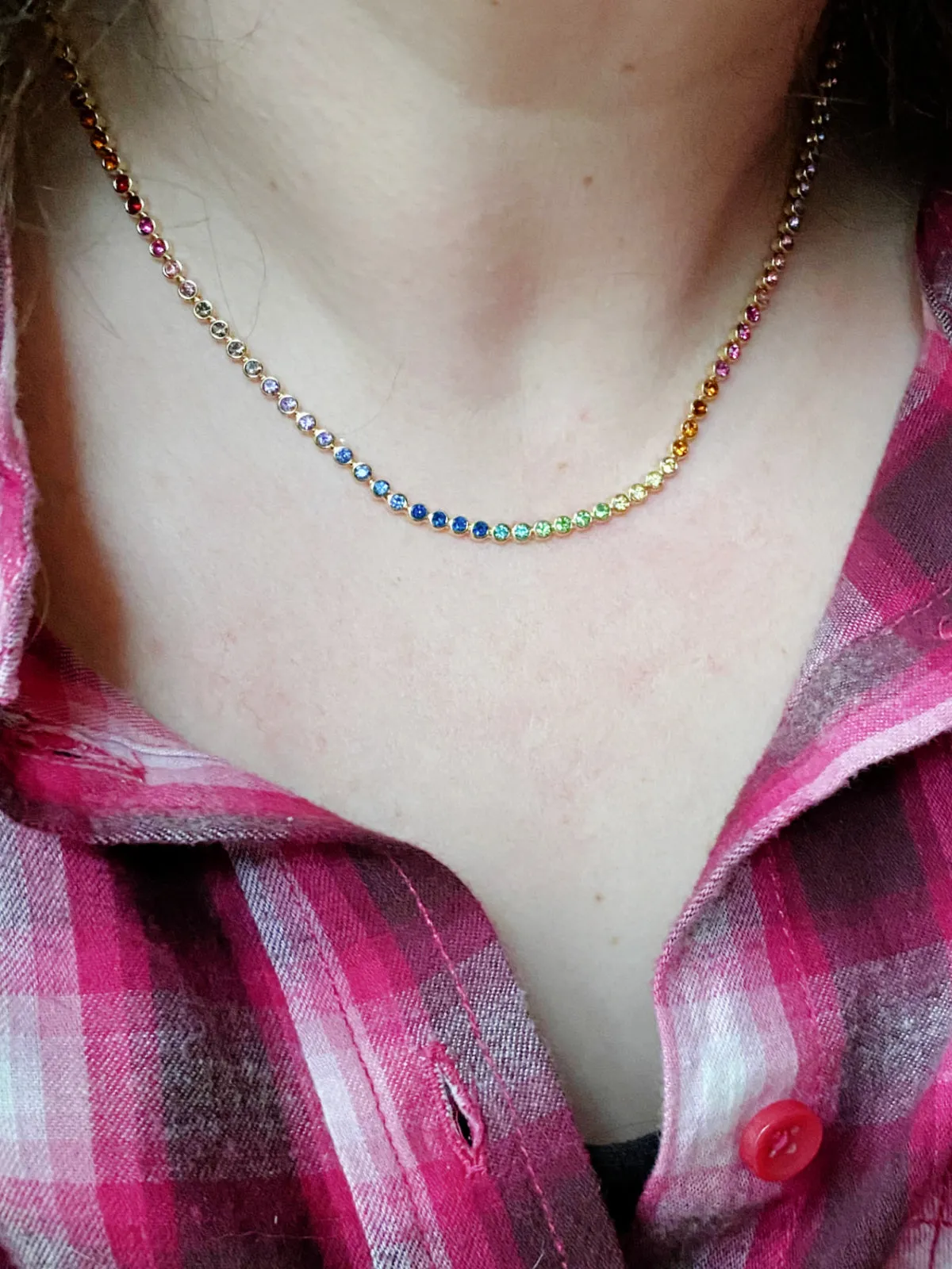 Rainbow CZ Collar Necklace