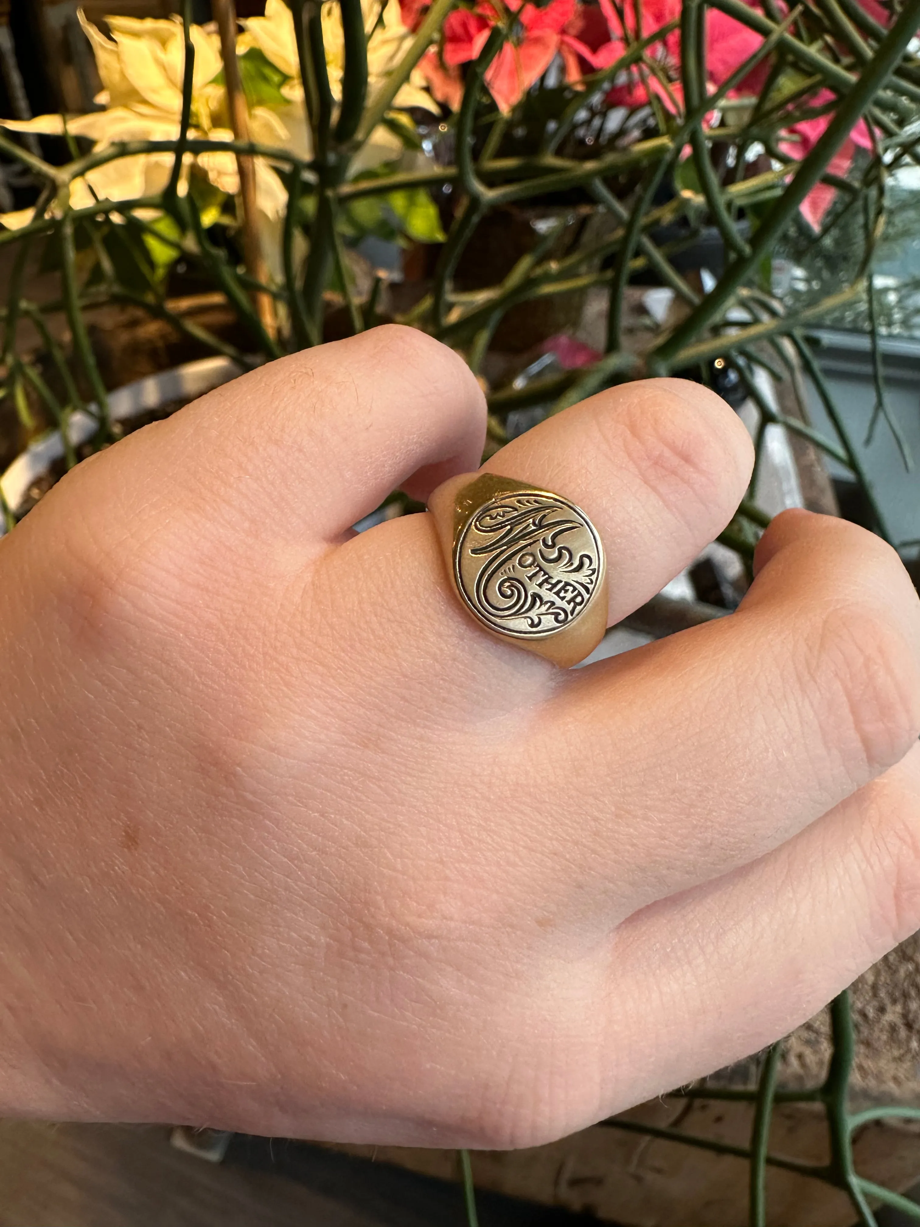 Round Brass Signet Ring