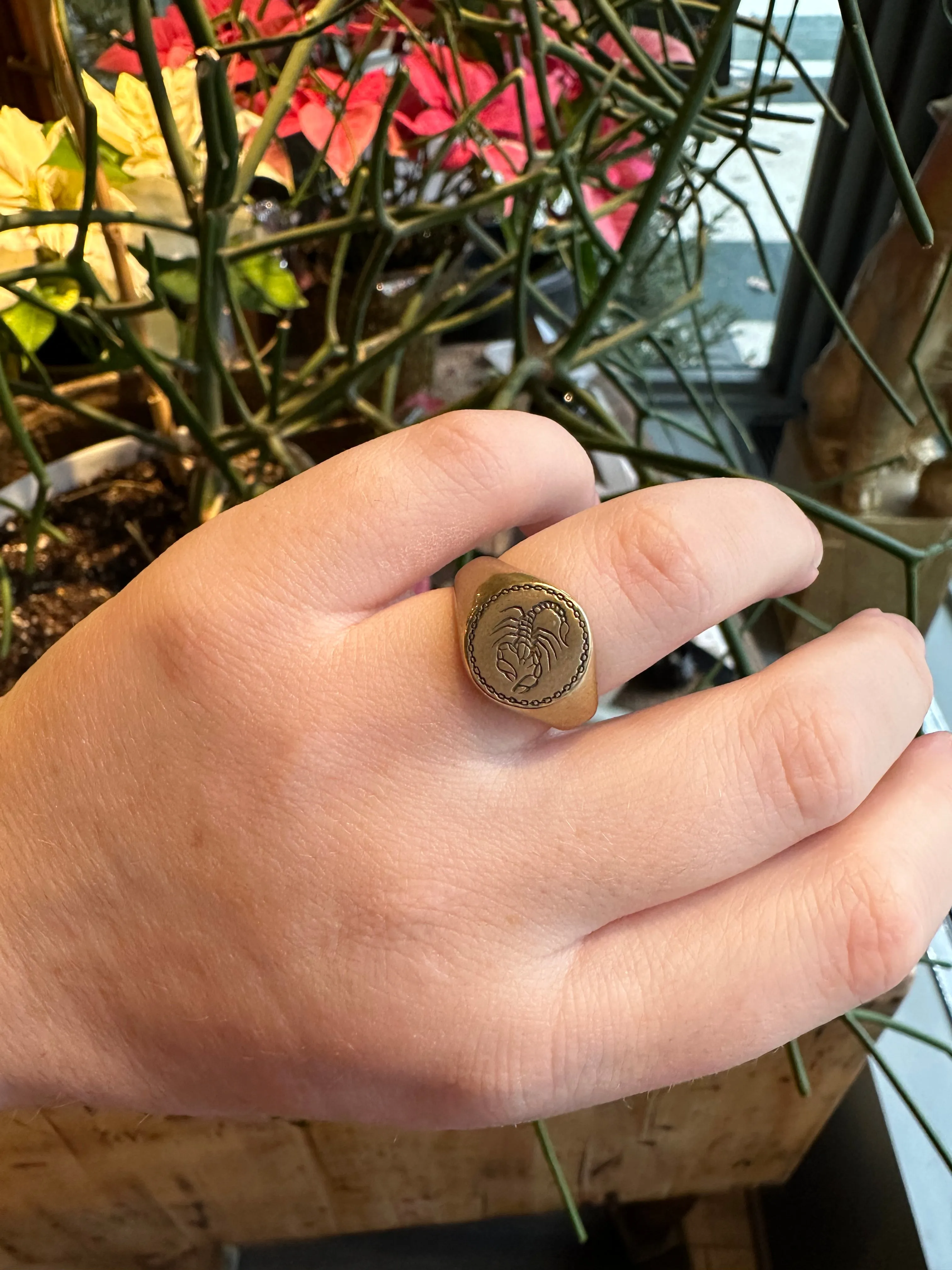 Round Brass Signet Ring