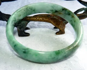 Sale-Yin and Yang Traditional Old Mine Burmese Jadeite Bangle Bracelet 66 mm (BB2965)