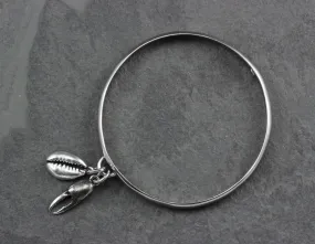 Shell & Claw Bangle - Silver