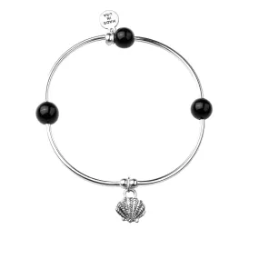 Shell | Soft Bangle Charm Bracelet | Onyx