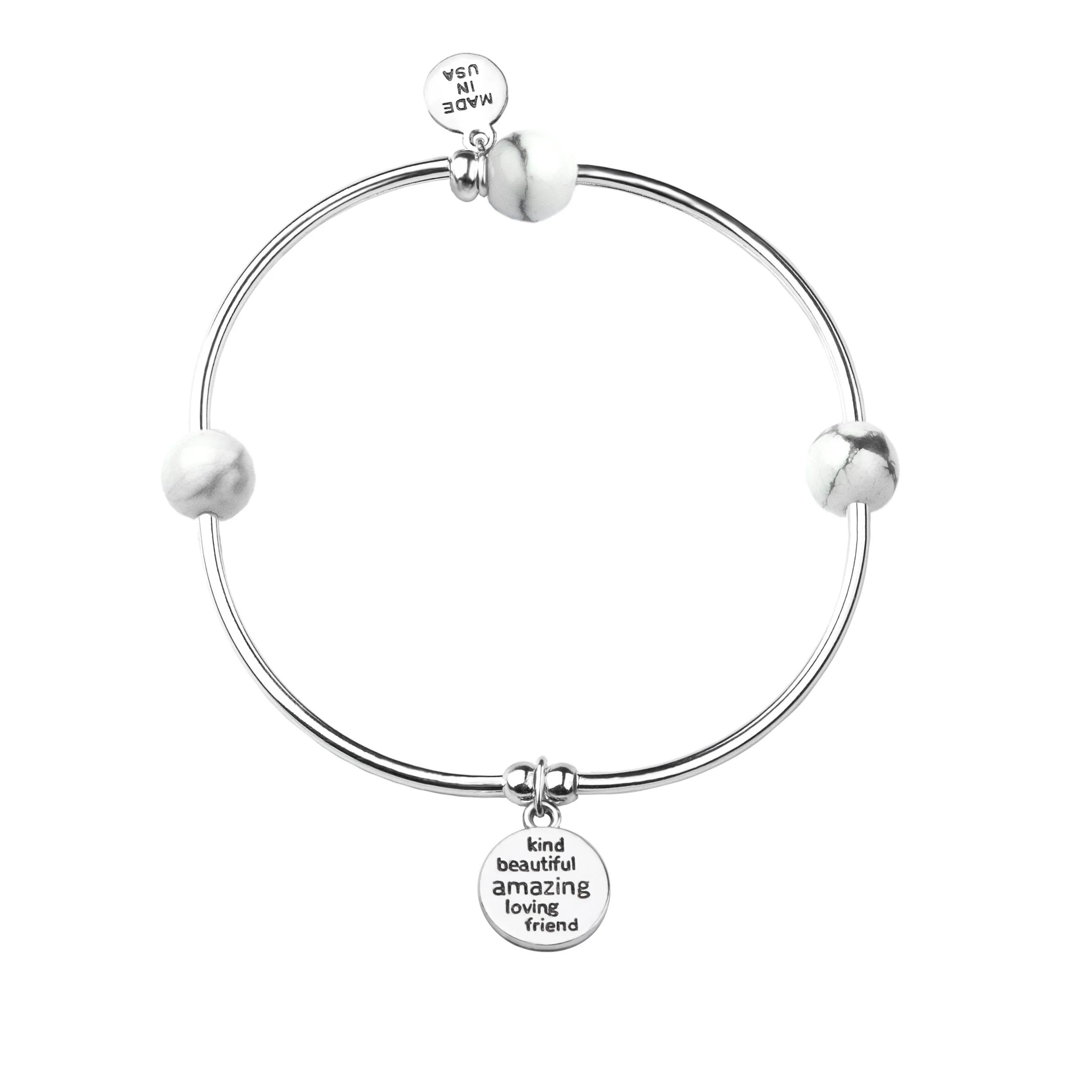 Sister | Soft Bangle Charm Bracelet | Amazonite