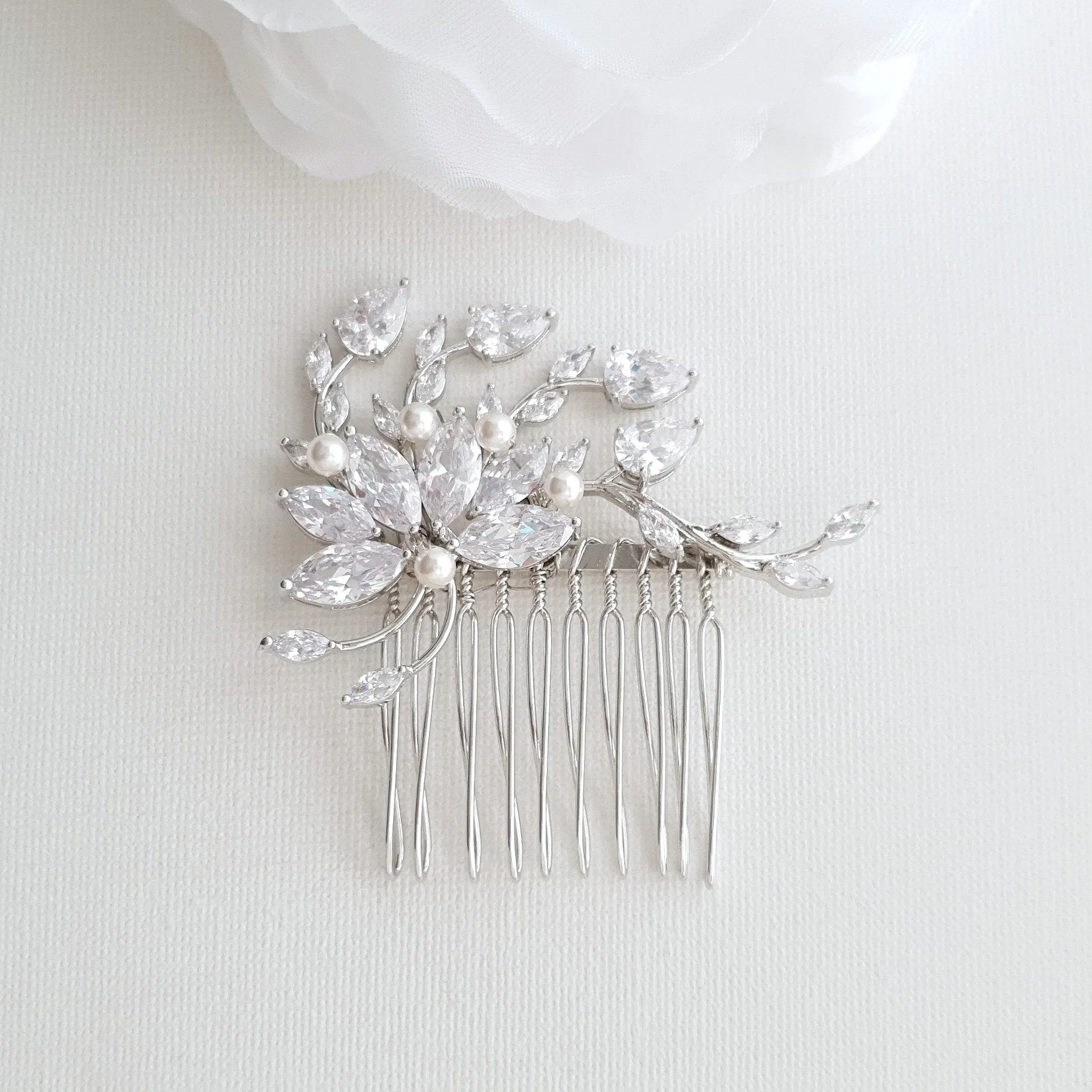 Small Flower Rose Gold Bridal Hair Comb -Kika