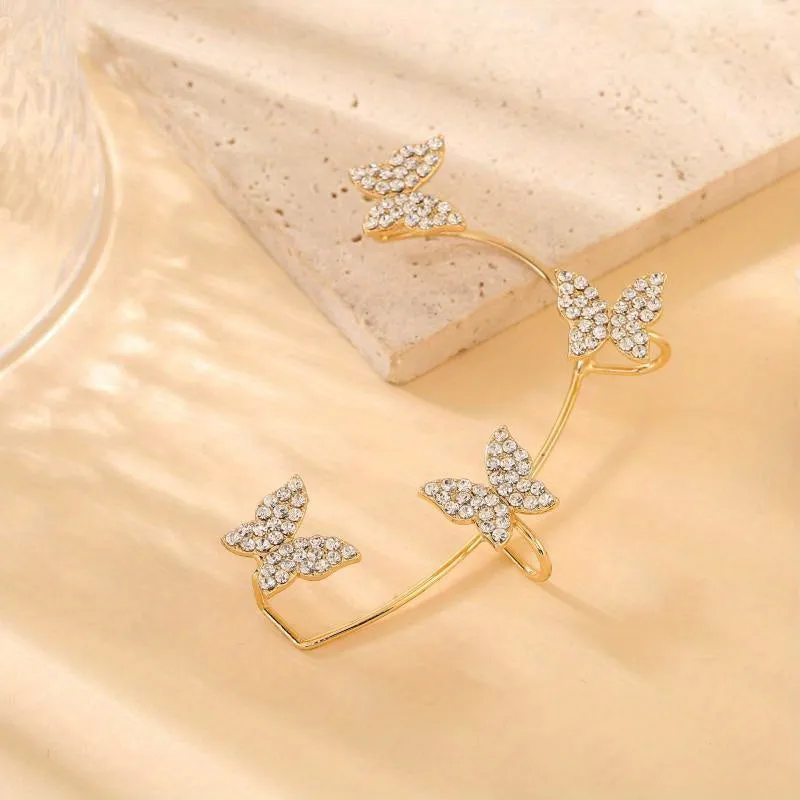 Sparkle Butterfly Ear Clip Non Pierced Clip On Earrings Temperament Luxury Jewelry For Women Girls