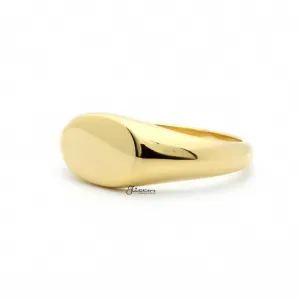 Stainless Steel Oval Signet Ring - Gold