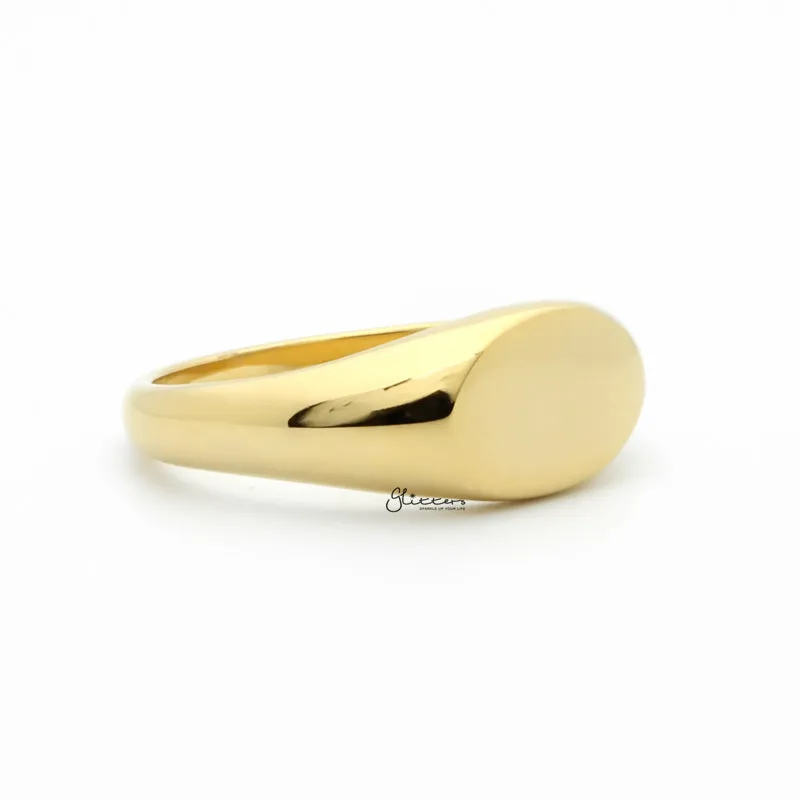 Stainless Steel Oval Signet Ring - Gold