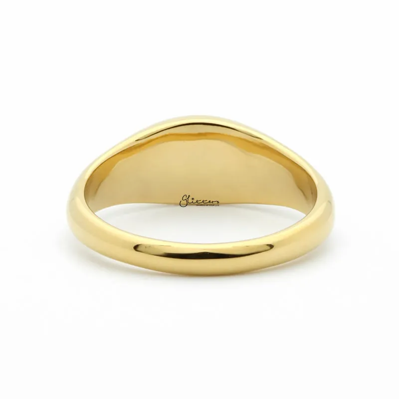 Stainless Steel Oval Signet Ring - Gold