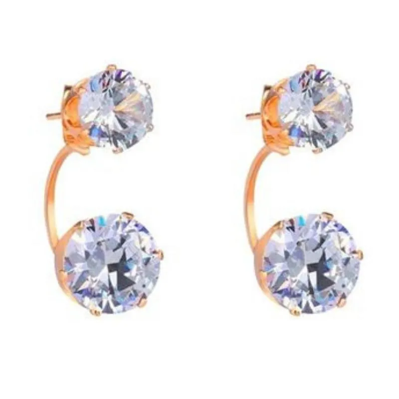 Starlet Squadron Gold & White Rhinestone Post Earrings