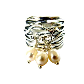 Sterling silver ring with Pearls Charms Bohemian band