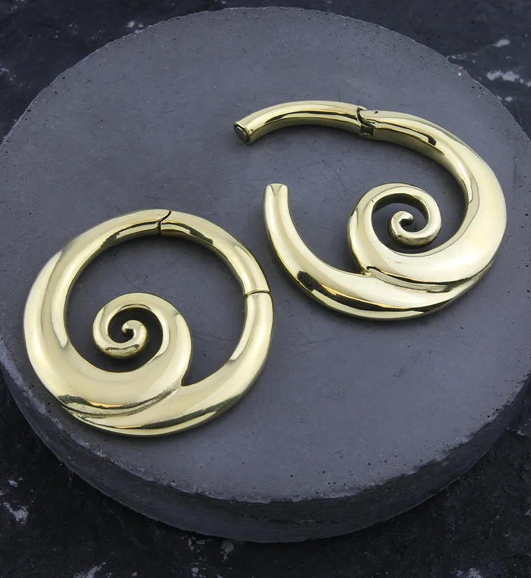 Swirl Brass Hinged Ear Weights