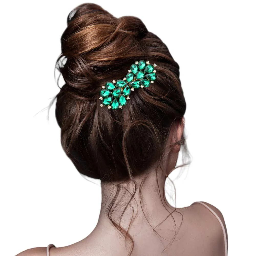 Teardrop Stone Cluster Bow Hair Comb