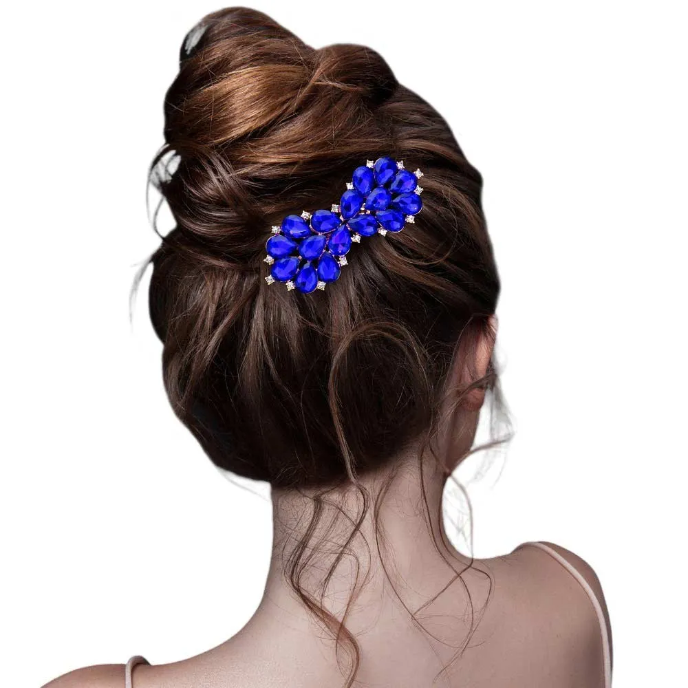 Teardrop Stone Cluster Bow Hair Comb