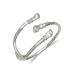 Tri Tip 925 Solid Sterling Silver West Indian Bangle with Fists Ends, three tips, Better Jewelry, 1 piece