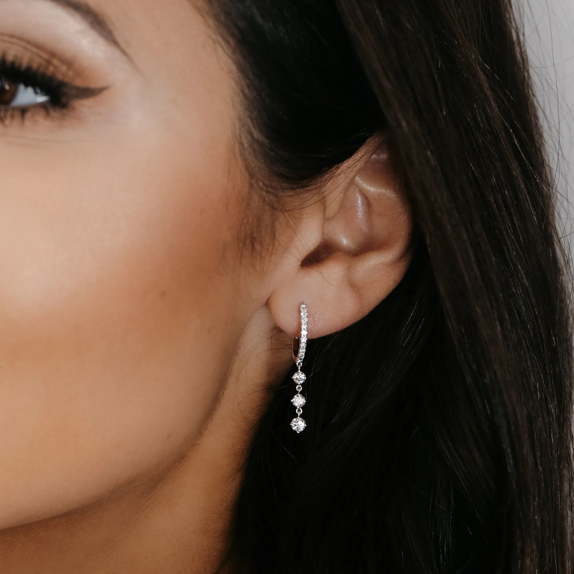 Triple Diamond Drop Earrings