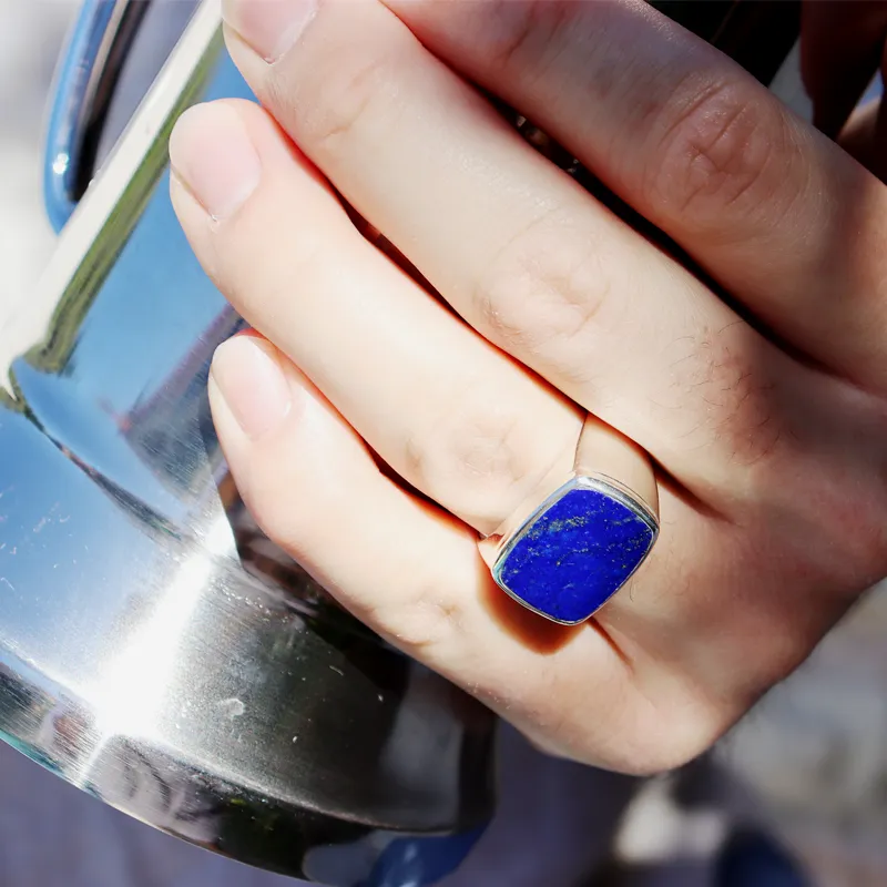 Unisex Lapis Lazuli Gemstone Ring