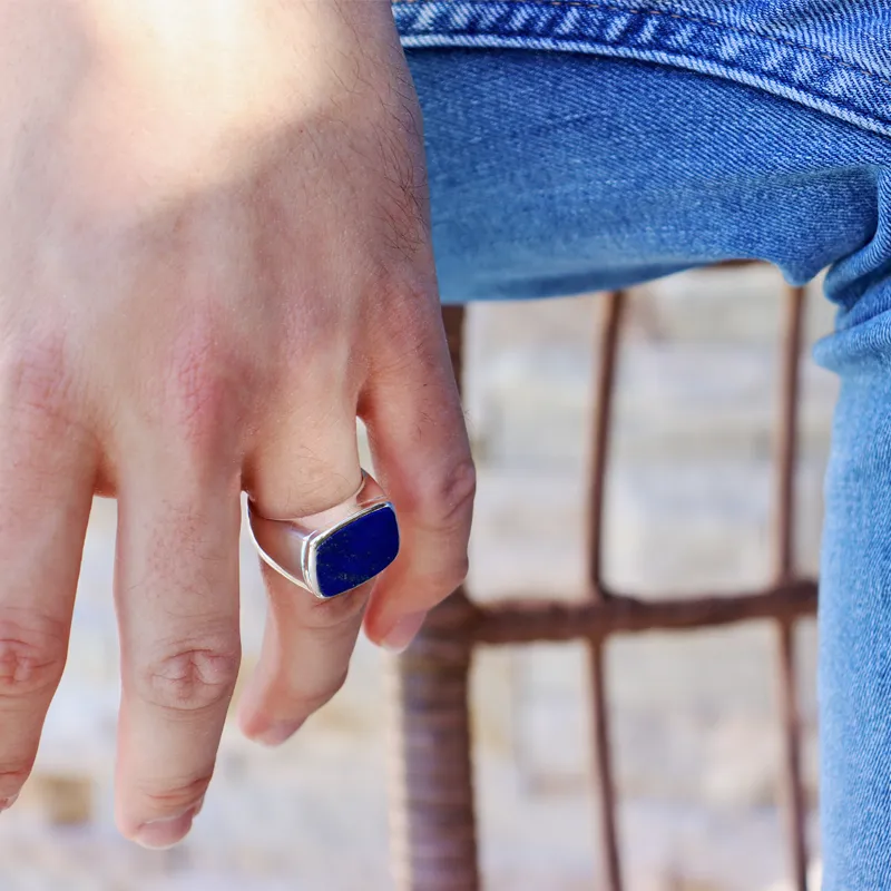 Unisex Lapis Lazuli Gemstone Ring