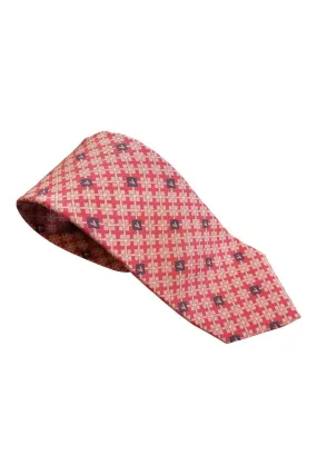 VALENTINO Vintage 100% Silk Red Tie Argyle Print (55)