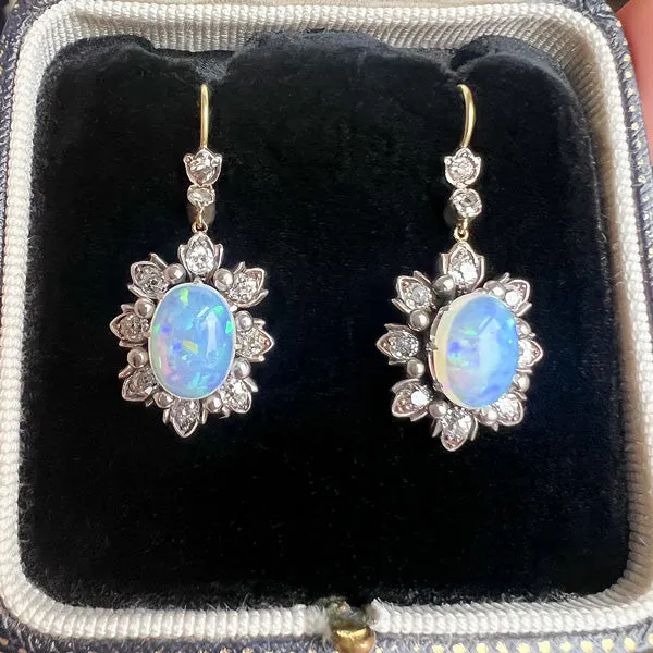 Victorian Opal & Diamond Drop Earrings