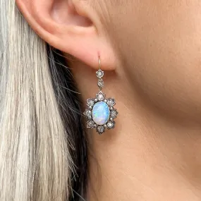 Victorian Opal & Diamond Drop Earrings