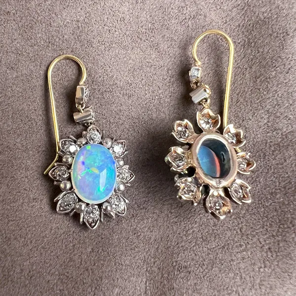 Victorian Opal & Diamond Drop Earrings