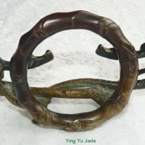 Vintage Bamboo Chinese Jade Bangle Bracelets 61mm (V702)