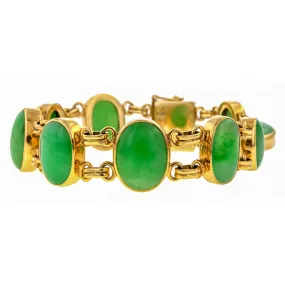 Vintage Cabochon Jade Link Bracelet