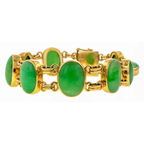 Vintage Cabochon Jade Link Bracelet