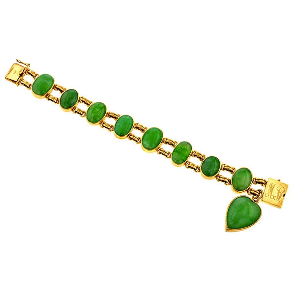 Vintage Cabochon Jade Link Bracelet