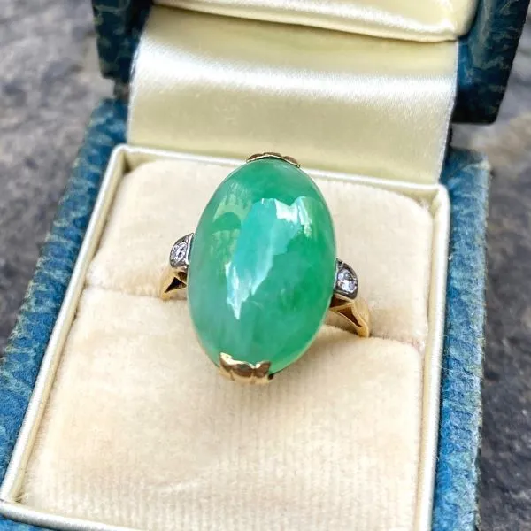 Vintage Jade & Diamond Ring