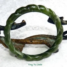 Vintage Rare Classic Swirl Nephrite Jade Bangle 60mm (V1292)