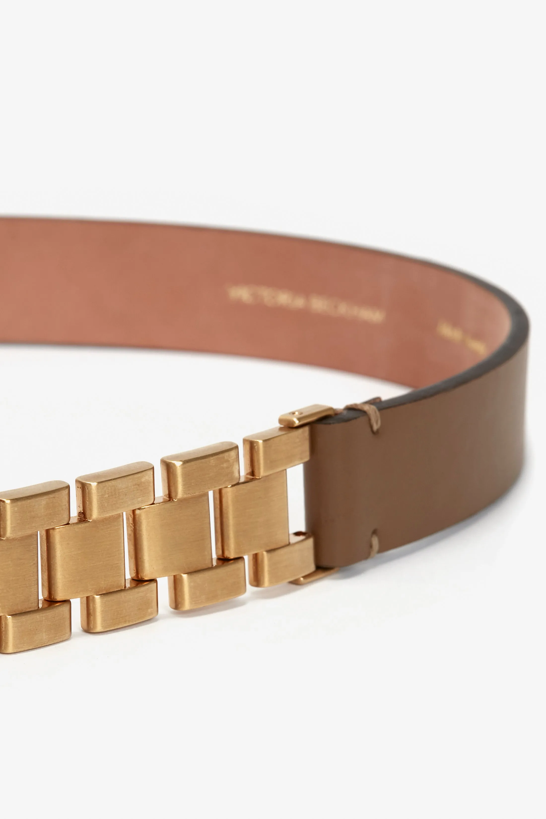 Watch Strap Detail Belt in Khaki-Brown