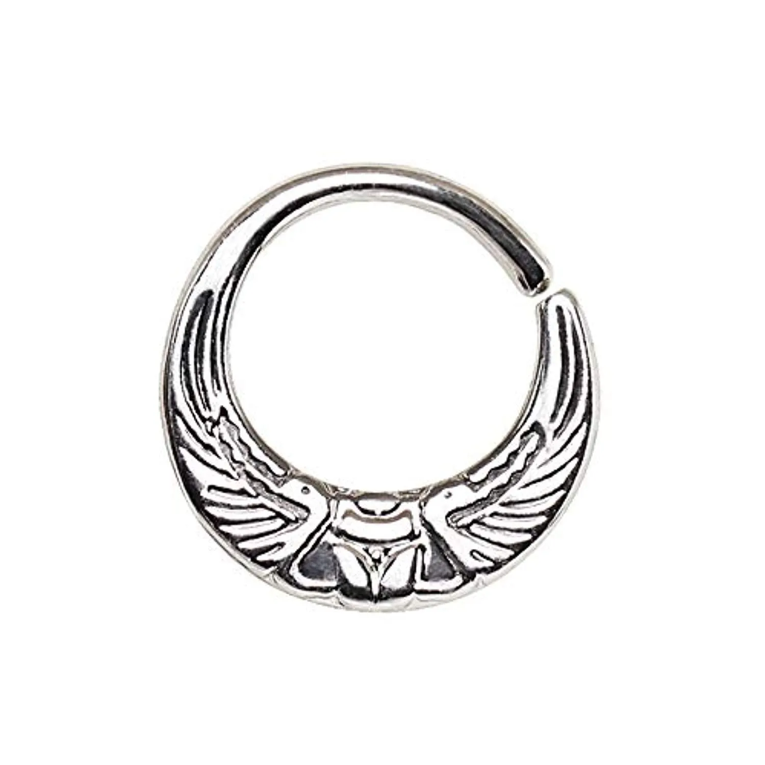 WildKlass 316L Stainless Steel Egyptian Winged Sun Seamless Rings/Cartilage Earrings