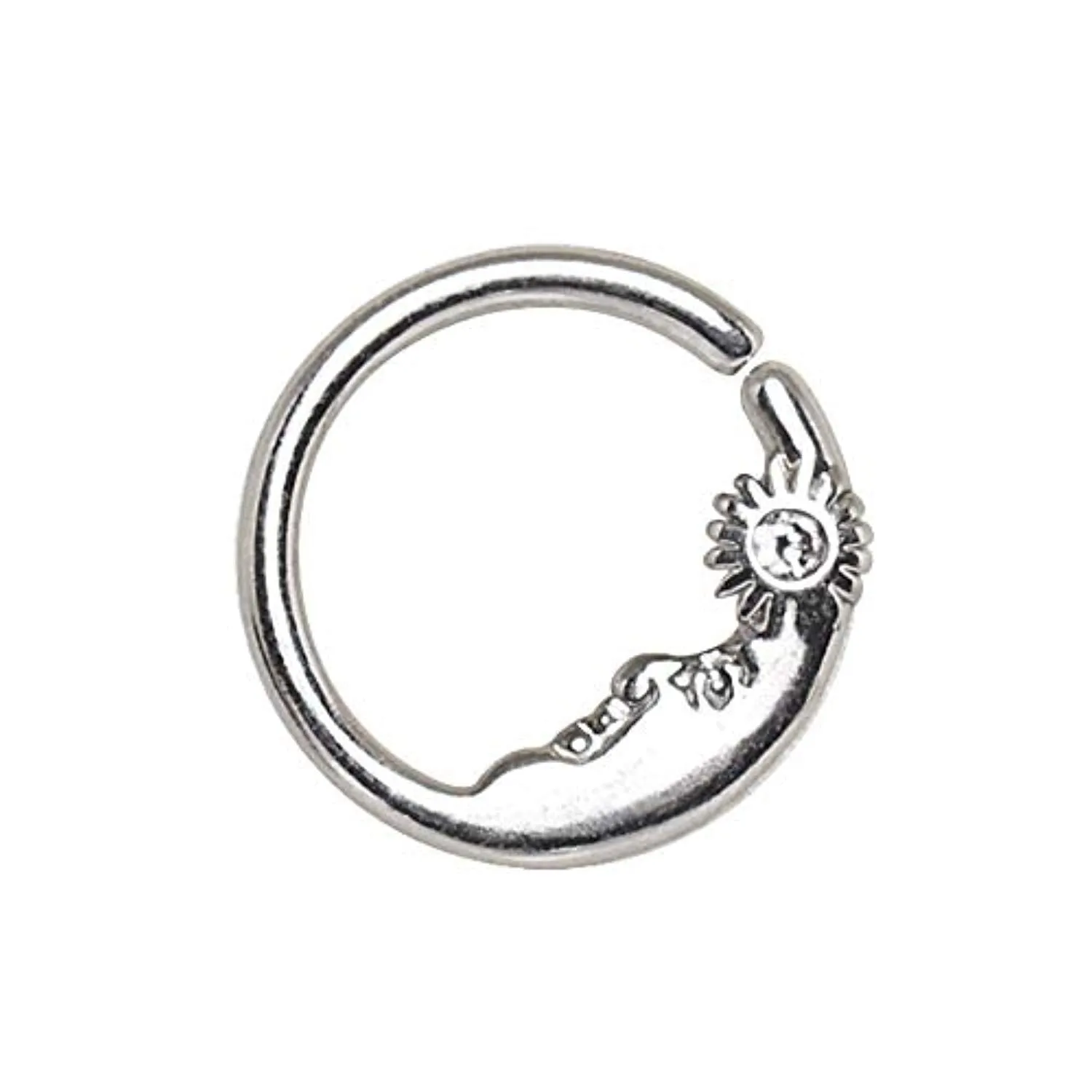 WildKlass 316L Stainless Steel Sun & Moon Seamless Rings/Cartilage Earrings