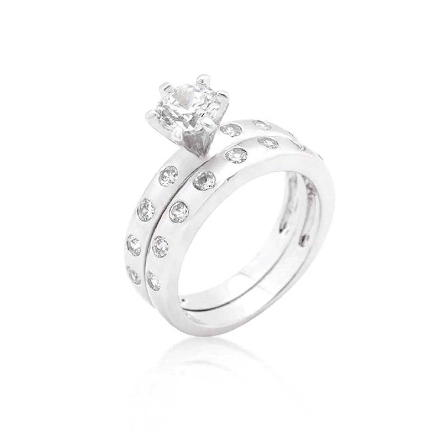 WildKlass Bezel Set Round Cut Bridal Ring Set