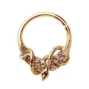 WILDKLASS Gold Plated Jeweled Wings and Snake Seamless Ring/Septum Ring